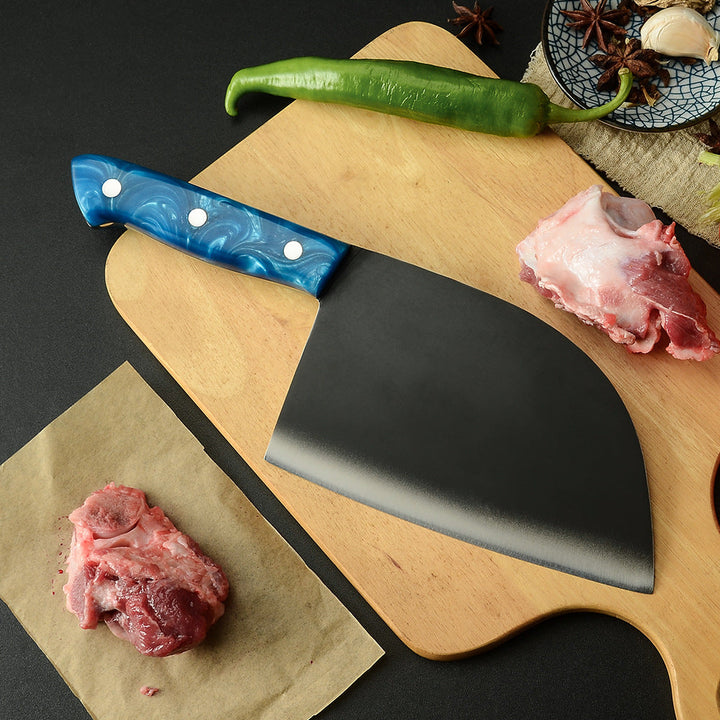 Unlock Culinary Excellence with the Forged Stainless Steel Blue Handle Kitchen Chopping Knife
