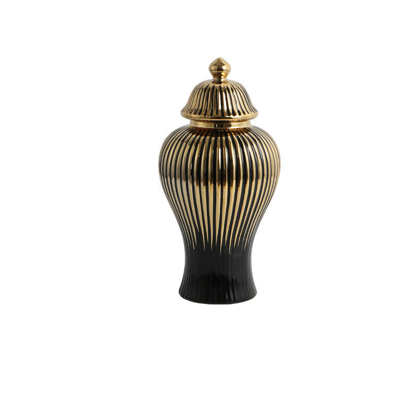 Ceramic Hat-covered Jar Decorative Flower Vase