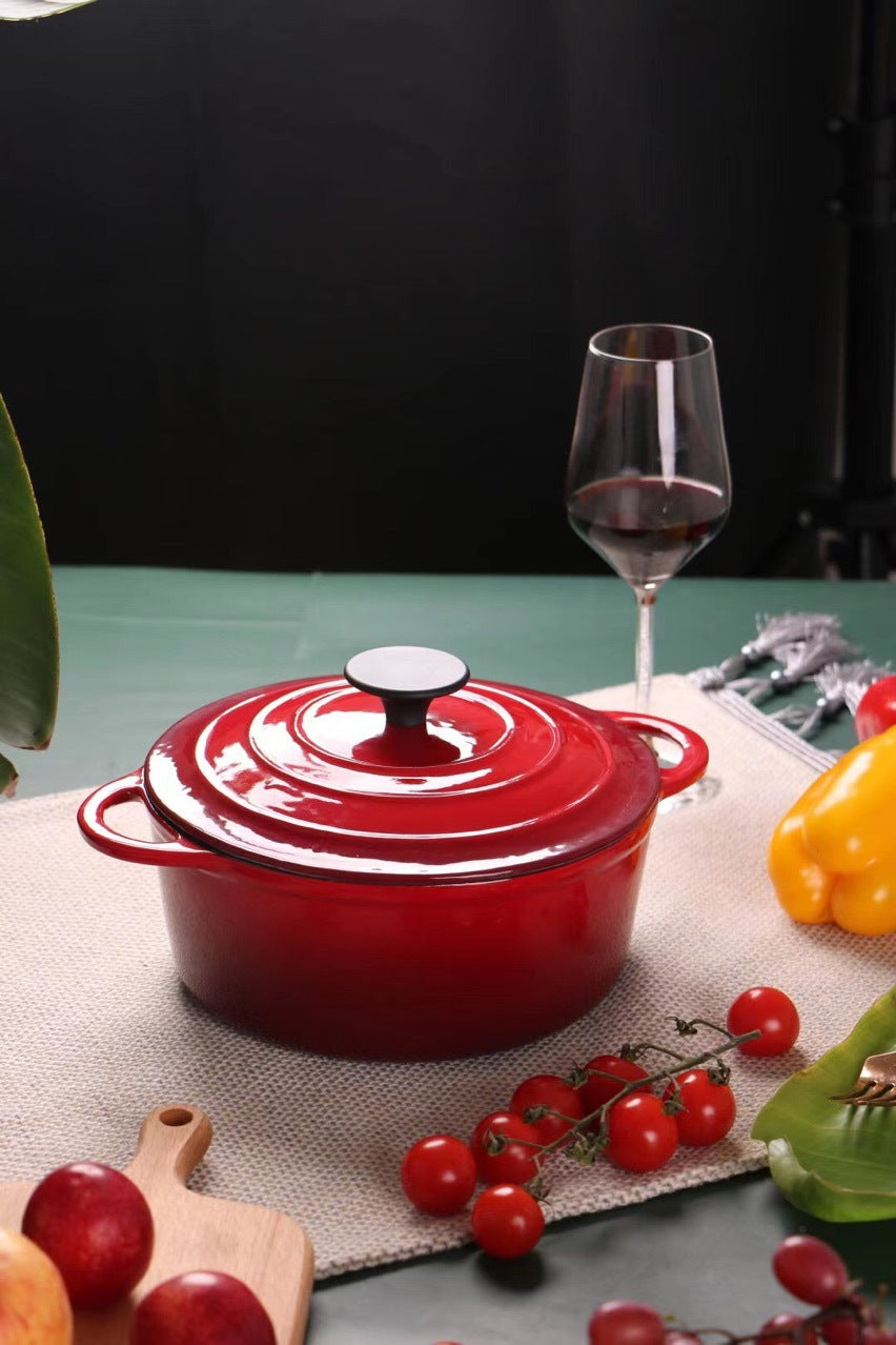 Enamel Cast Iron Stock Pot And Stew Cooking Pot