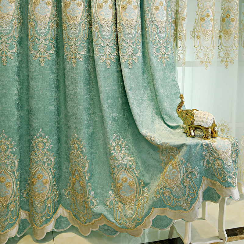 Green Full Blackout Curtains For Bedroom Window Drapes