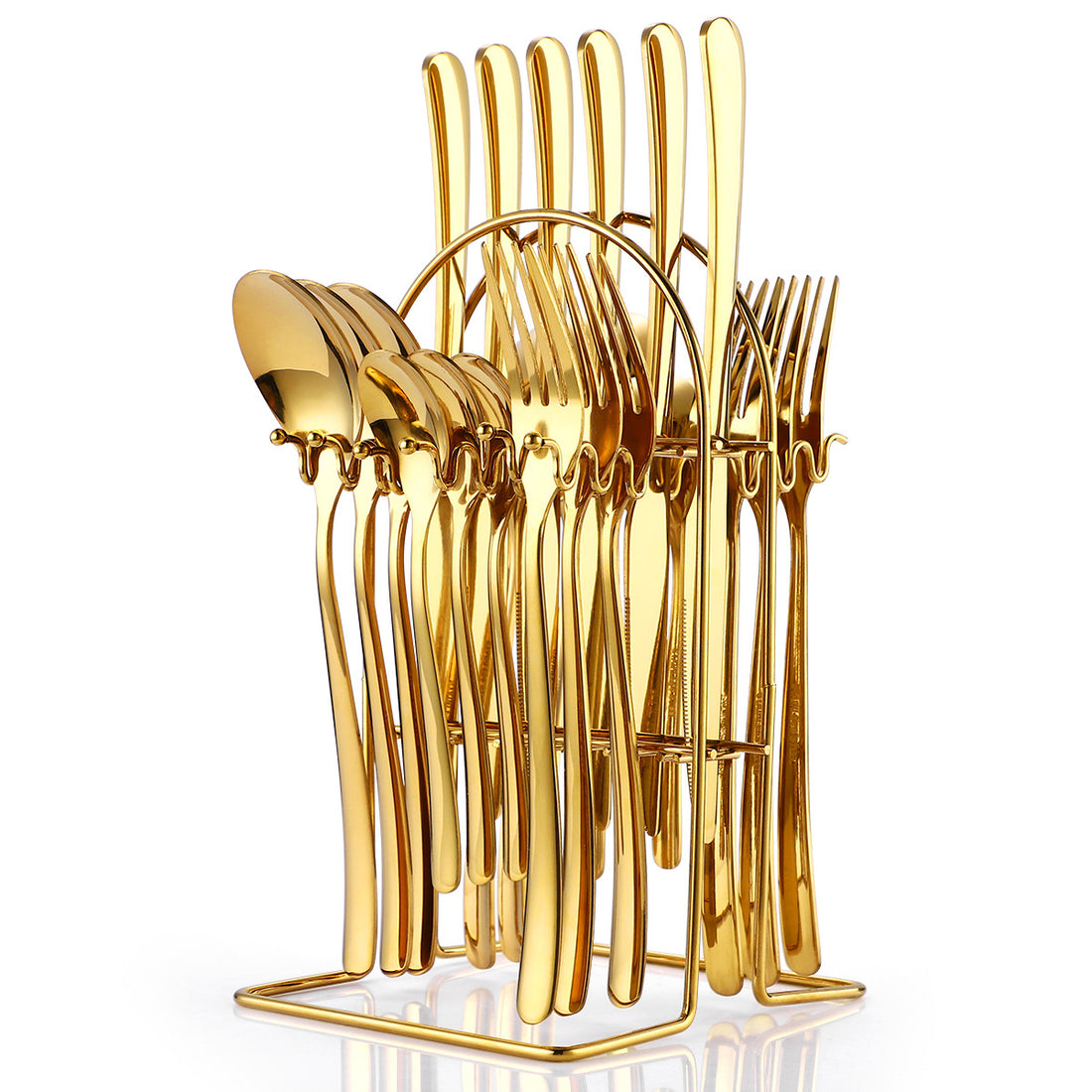 24 Piece Stainless Steel Cutlery Set With Rack