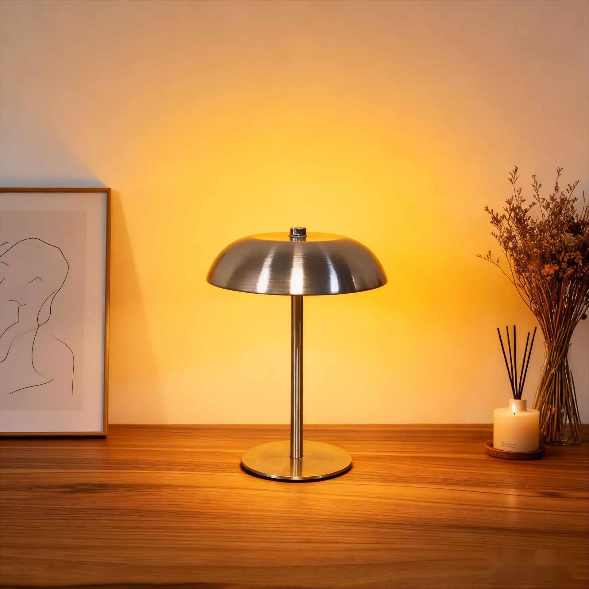 Iron Mushroom Table Lamp Bedroom Dining Room Decor