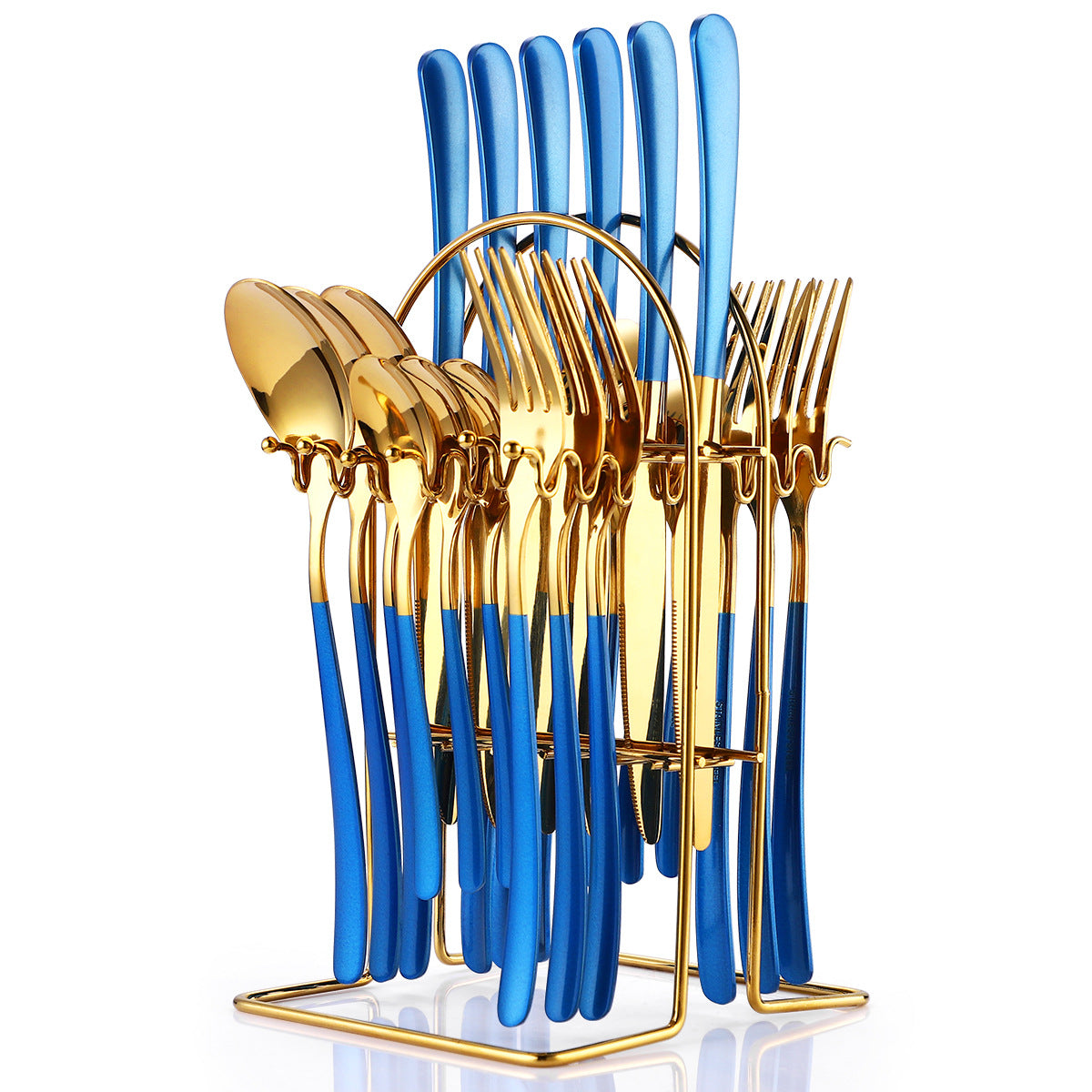 24 Piece Stainless Steel Cutlery Set With Rack