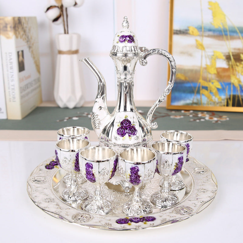 Court Style Wine Glass Carafe Set Classic Dining Hotel Decor