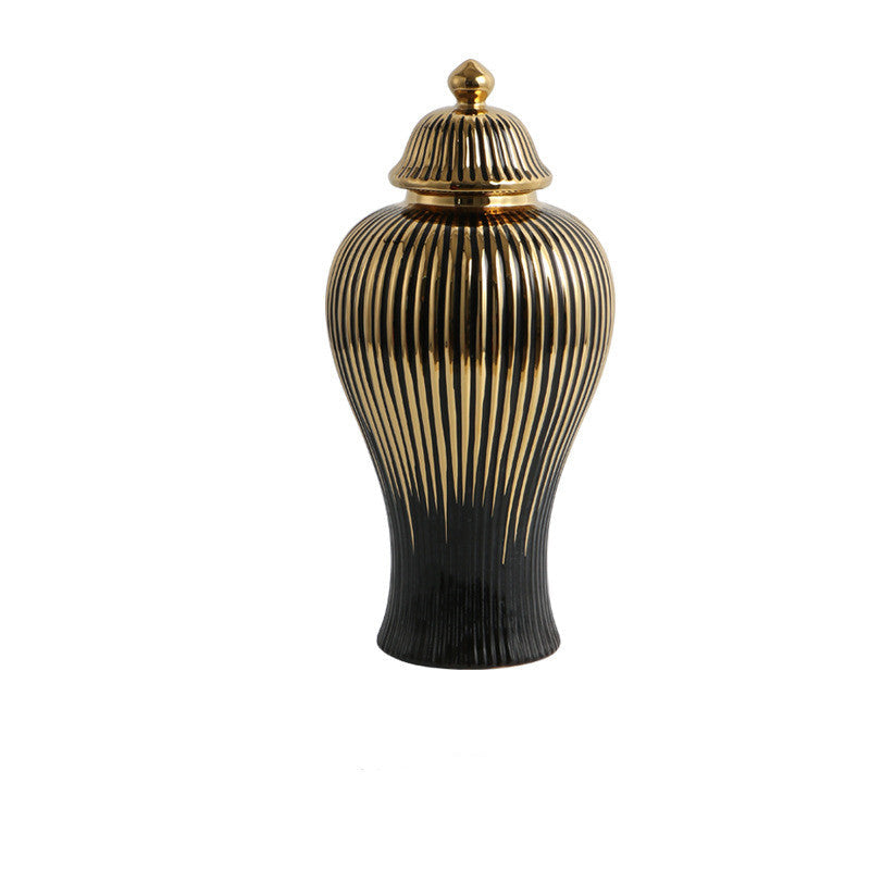 Ceramic Hat-covered Jar Decorative Flower Vase