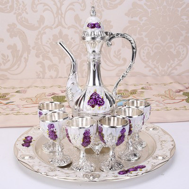 Court Style Wine Glass Carafe Set Classic Dining Hotel Decor