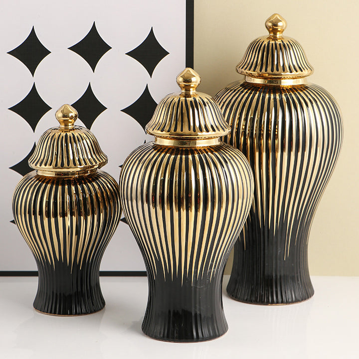 Ceramic Hat-covered Jar Decorative Flower Vase