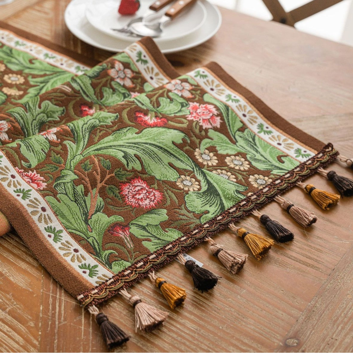 Botanical Jacquard Table Runner Living Room Tea Decor