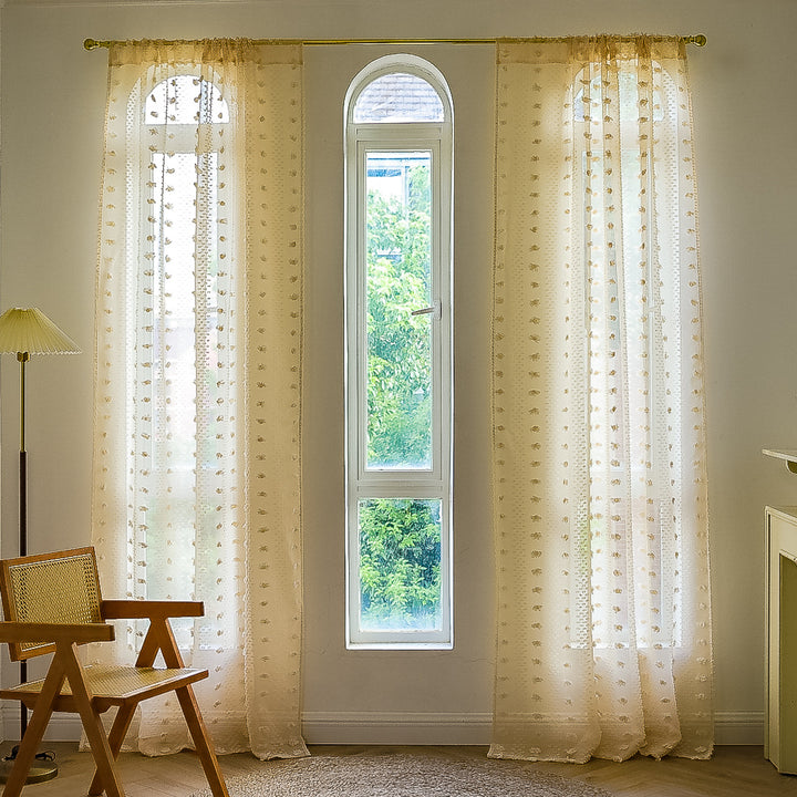 Bohemian Tufted Textured Embroidered Floral Curtains