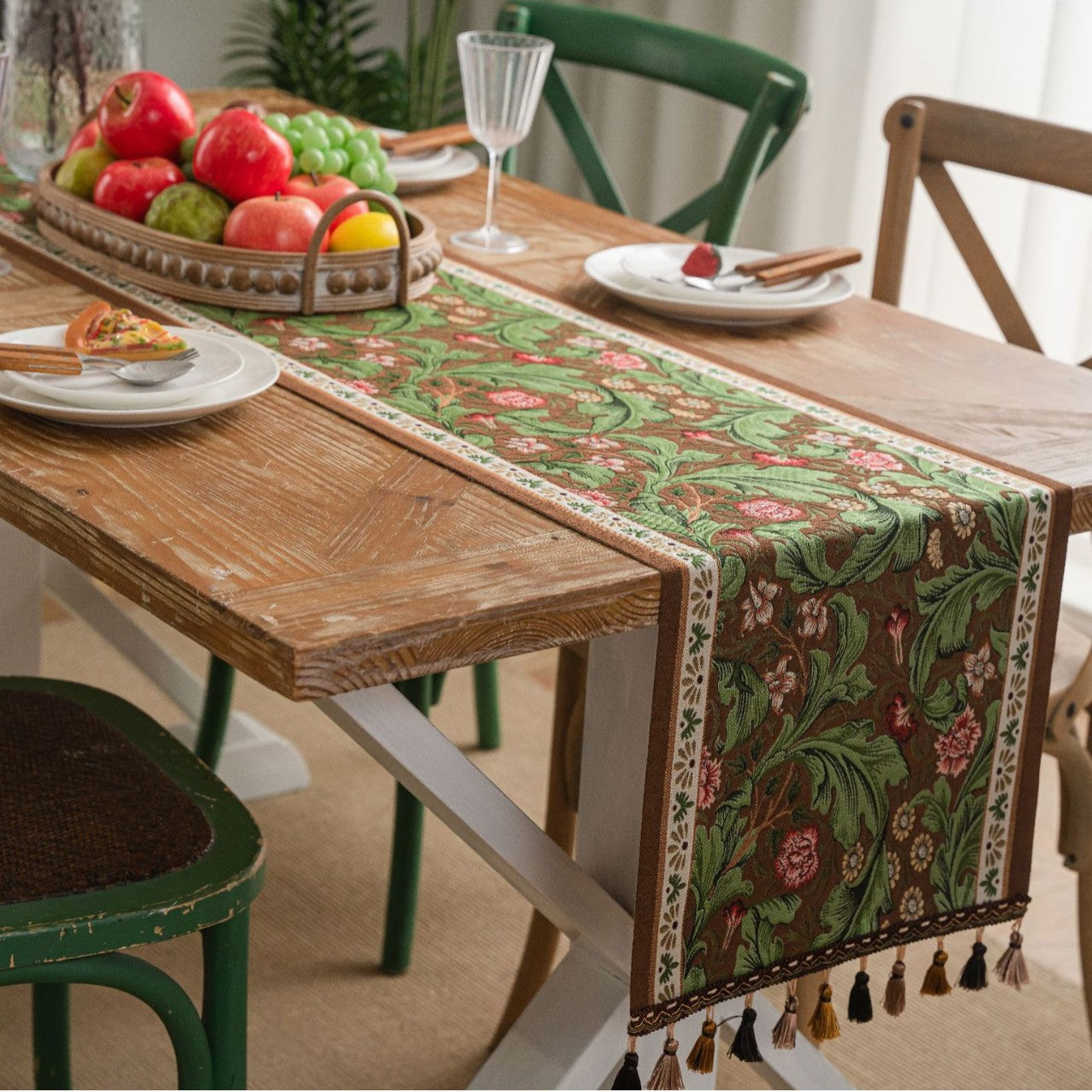 Botanical Jacquard Table Runner Living Room Tea Decor