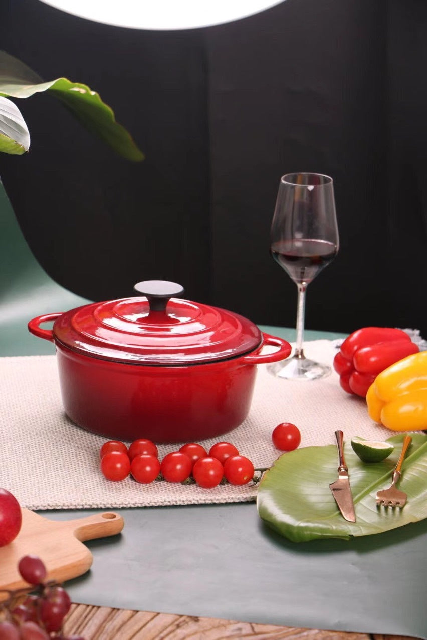 Enamel Cast Iron Stock Pot And Stew Cooking Pot