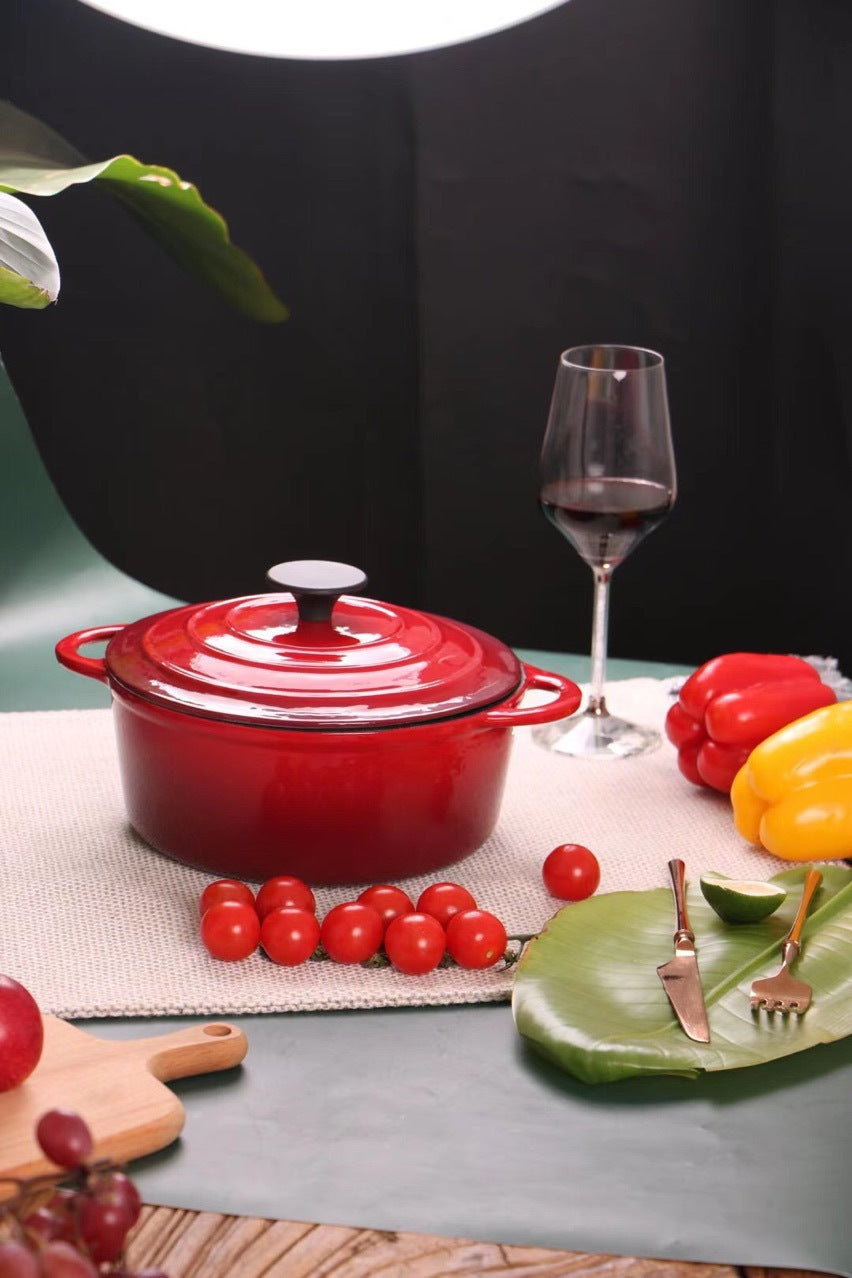 Enamel Cast Iron Stock Pot And Stew Cooking Pot
