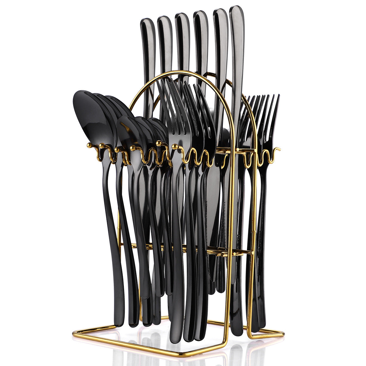 24 Piece Stainless Steel Cutlery Set With Rack