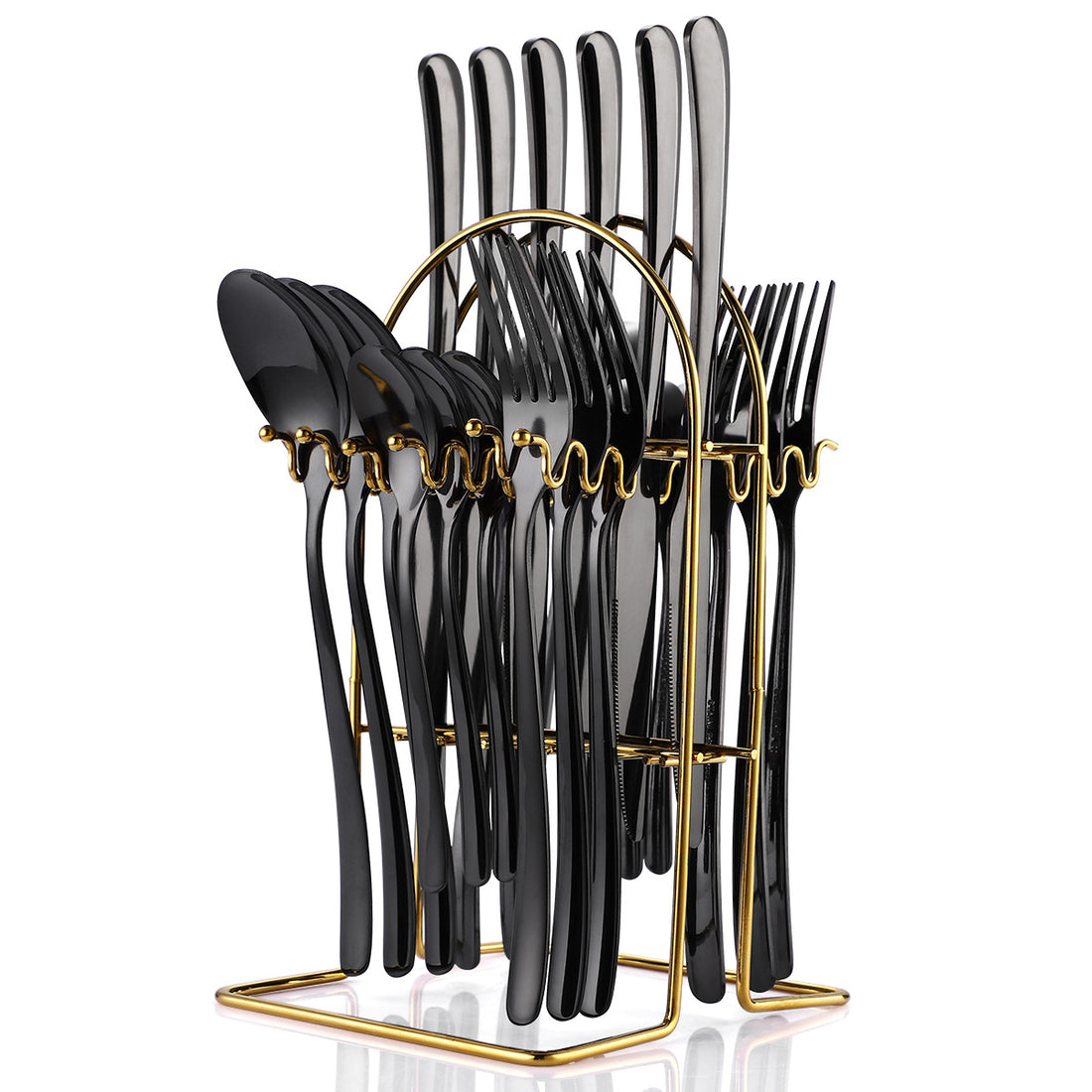 24 Piece Stainless Steel Cutlery Set With Rack