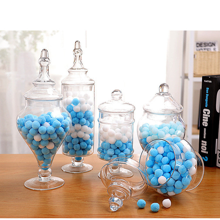 Clear Glass Candy Storage Jar For Home Decoration