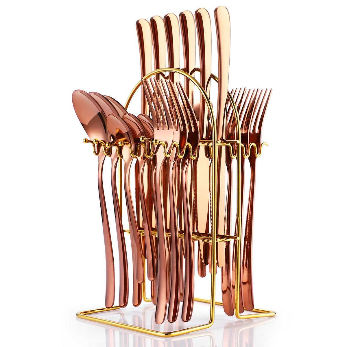 24 Piece Stainless Steel Cutlery Set With Rack