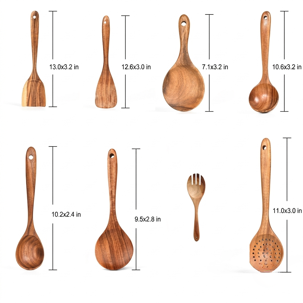 Teak Wood Cooking Utensil Set Kitchen Tools