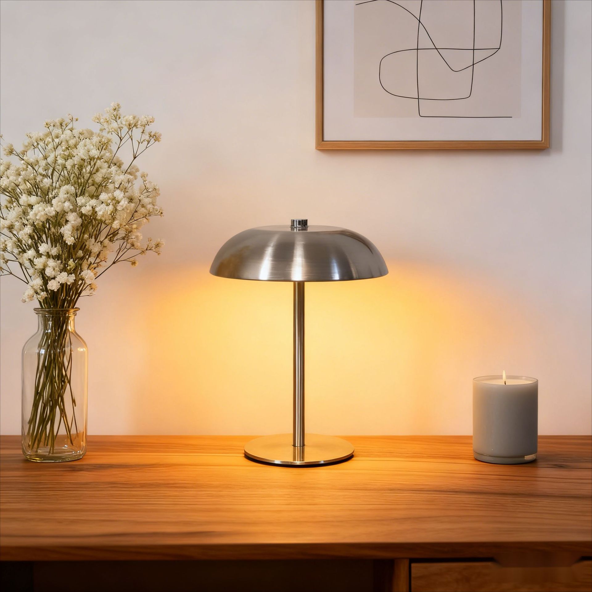 Iron Mushroom Table Lamp Bedroom Dining Room Decor