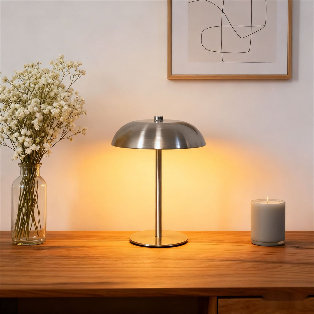 Iron Mushroom Table Lamp Bedroom Dining Room Decor