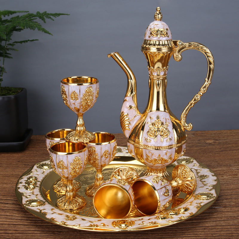 Court Style Wine Glass Carafe Set Classic Dining Hotel Decor