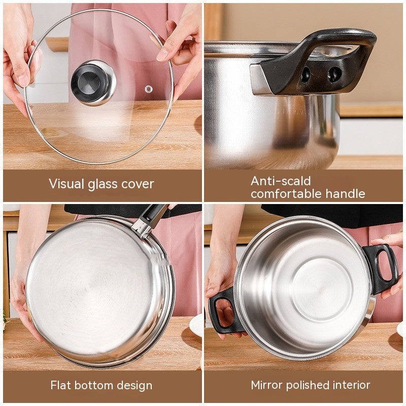 12-piece Stainless Steel Cookware Set With Pots Pan And Kettle