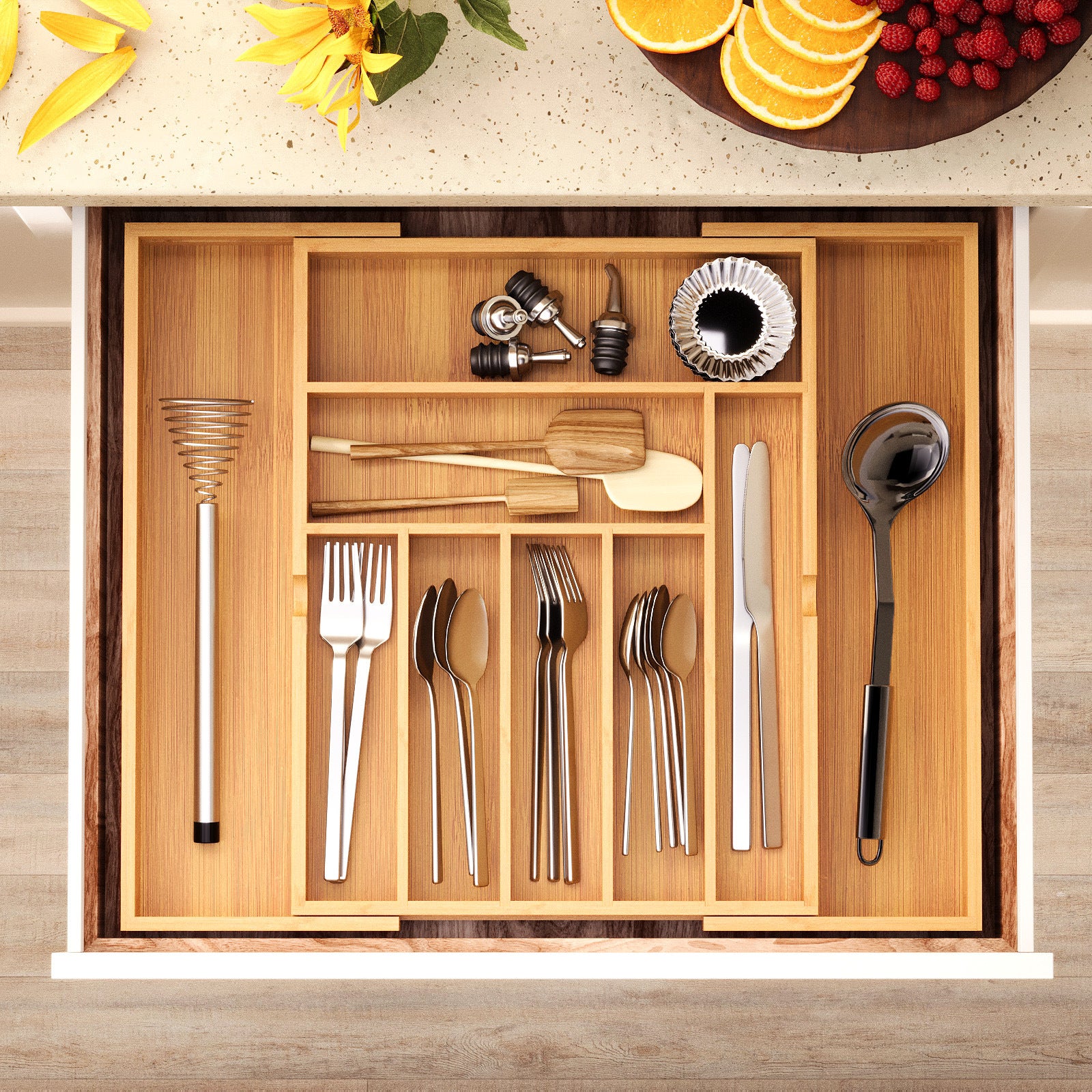 Retractable Pull-Out Kitchen Utensil And Bedside Organizer