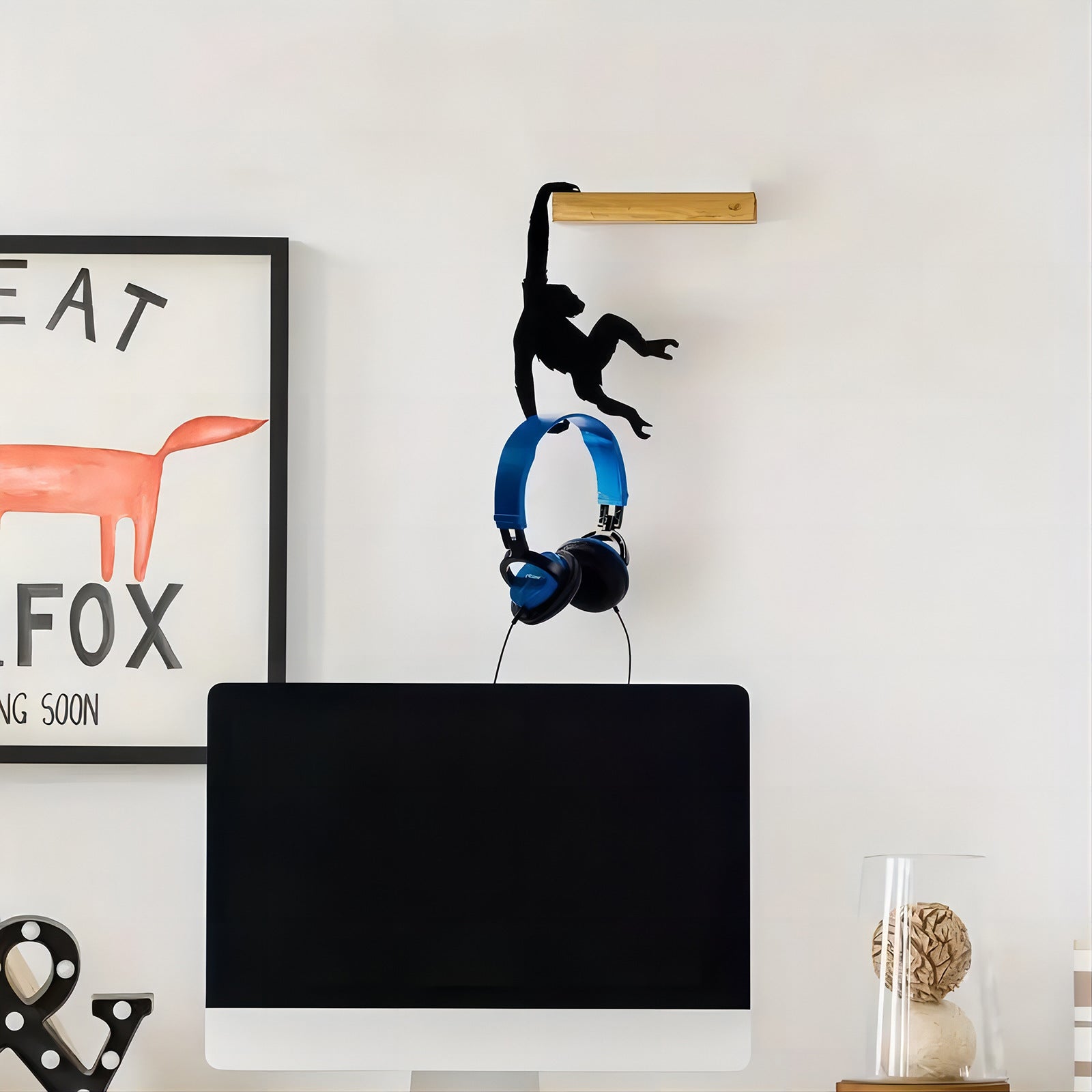 Wooden Monkey Wall Hook For Home Storage And Decoration