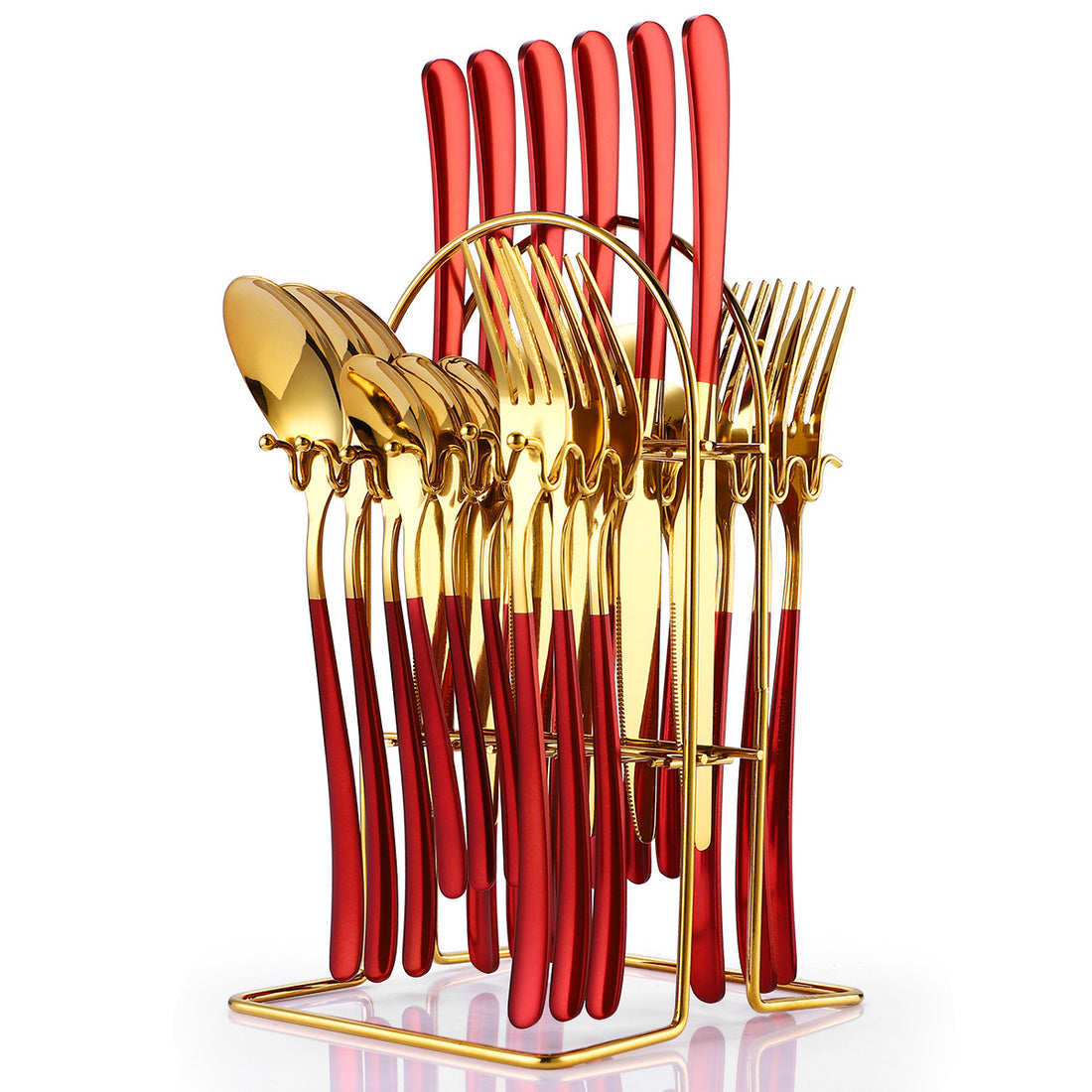 24 Piece Stainless Steel Cutlery Set With Rack
