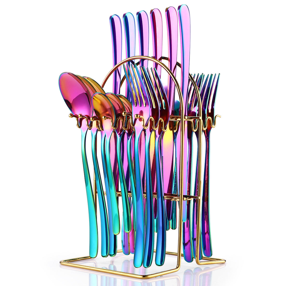 24 Piece Stainless Steel Cutlery Set With Rack