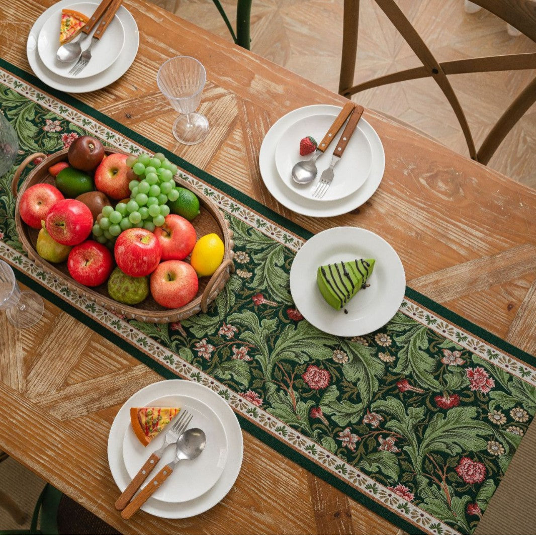 Botanical Jacquard Table Runner Living Room Tea Decor