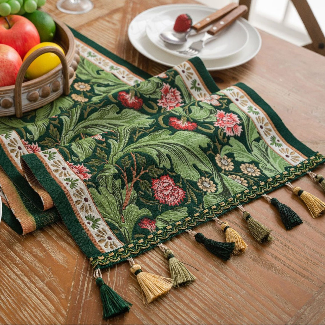 Botanical Jacquard Table Runner Living Room Tea Decor