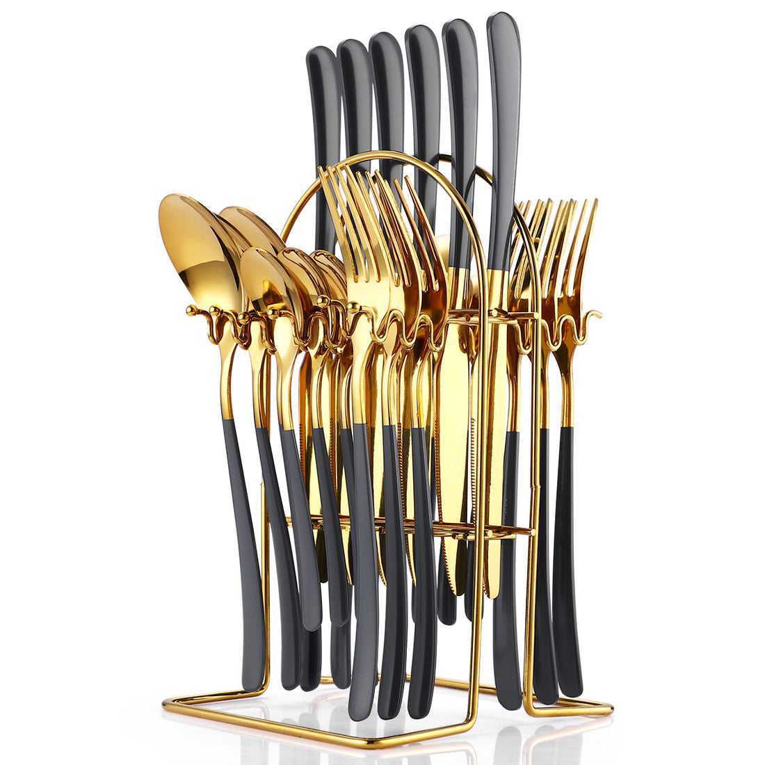 24 Piece Stainless Steel Cutlery Set With Rack