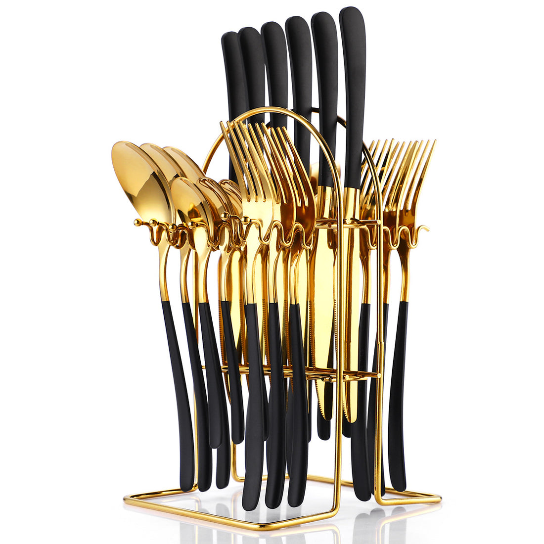 24 Piece Stainless Steel Cutlery Set With Rack