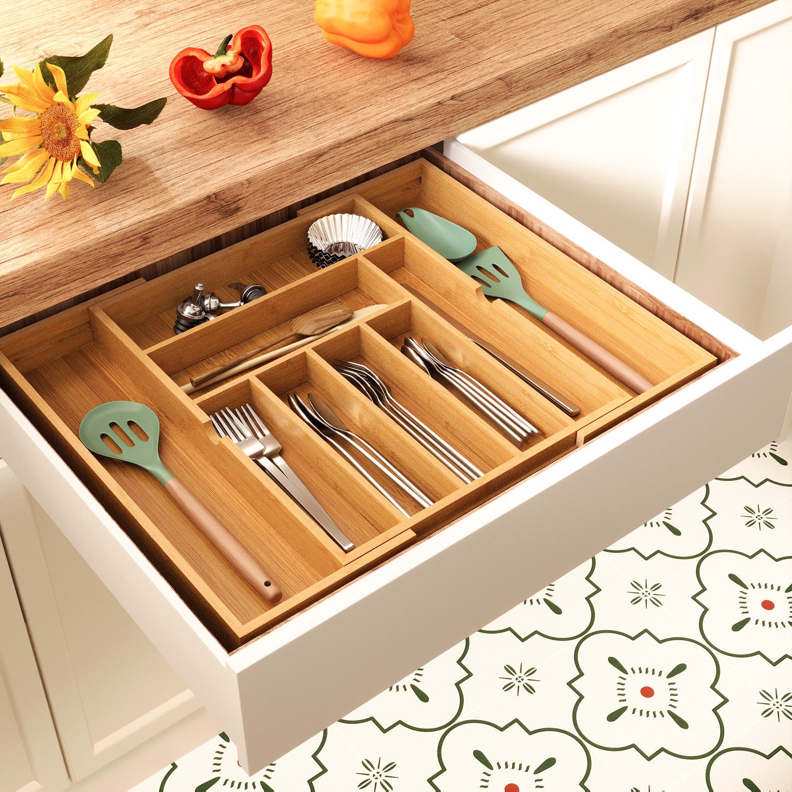 Retractable Pull-Out Kitchen Utensil And Bedside Organizer
