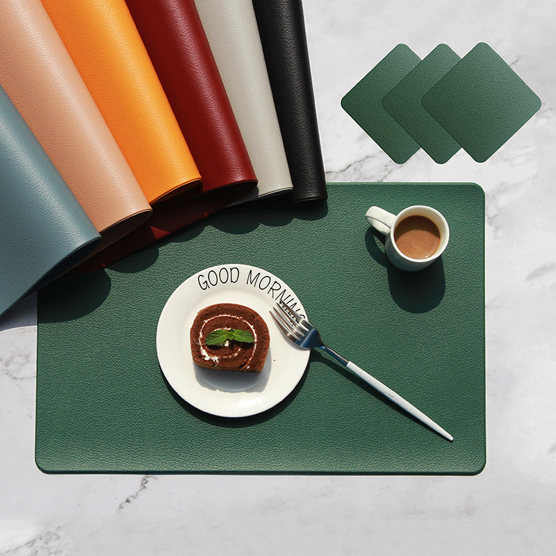Imitation Leather Heat Insulation Placemats Western Dining Set