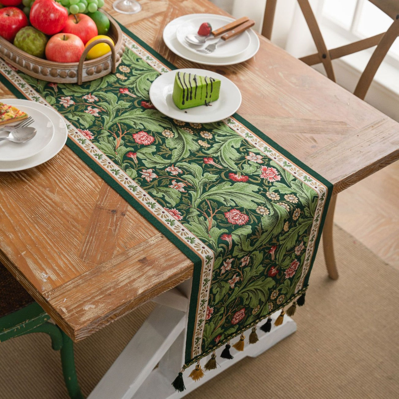 Botanical Jacquard Table Runner Living Room Tea Decor